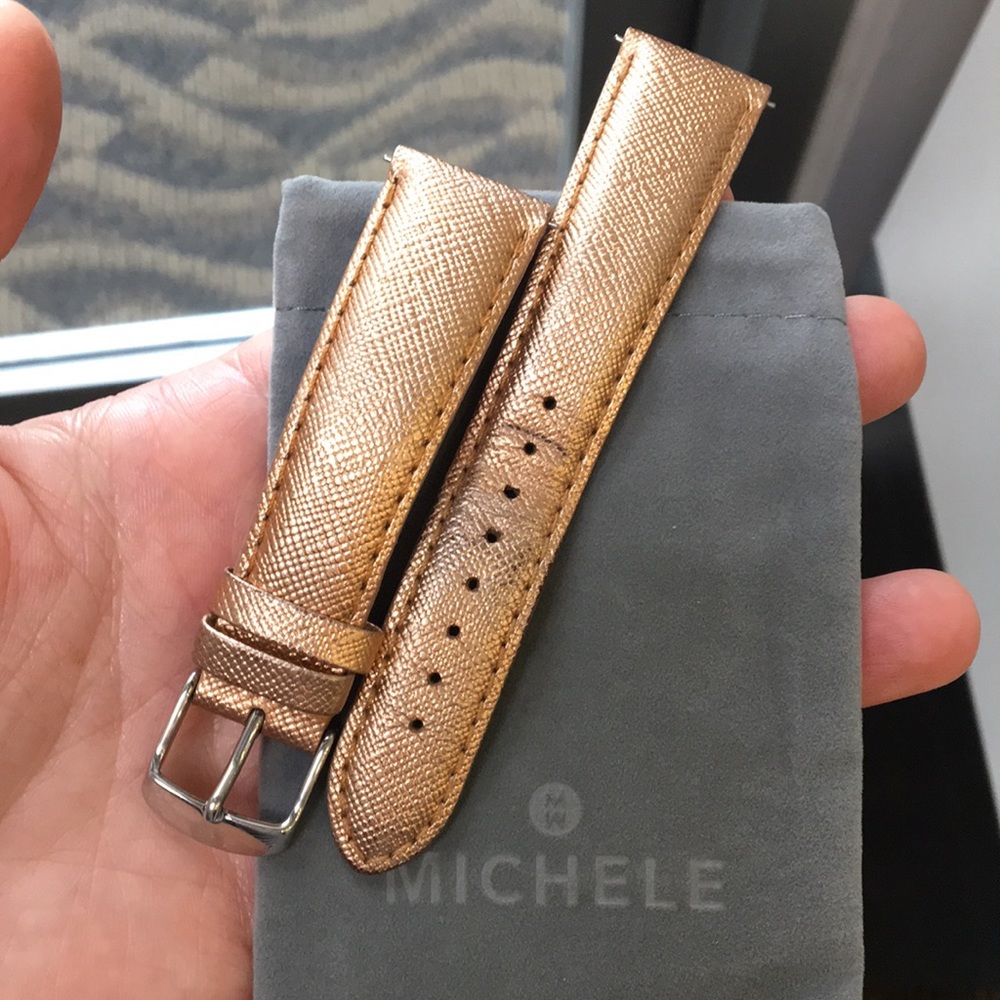 Rose Gold 20MM MICHELE leather band